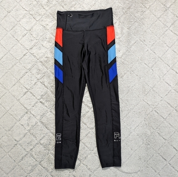 PE Nation Leggings Women's Small Black Blue Red Colorblock Substitute High Rise  - Picture 1 of 7
